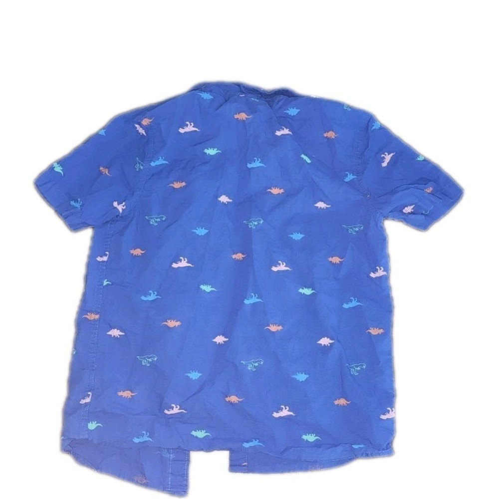 Jumping Beans Size 8 Button Up Shirt Dinosaur Print Short Sleeve Blue Boys #12 - Picture 5 of 5